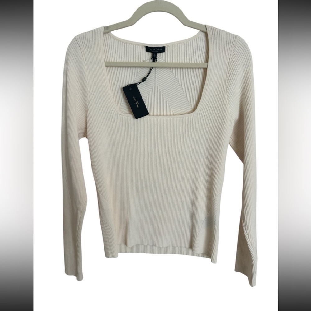 Rag & Bone Ivory Ribbed Knit Top